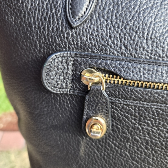 Coach Taylor Black Pebbled Leather Tote - Picture 9 of 10
